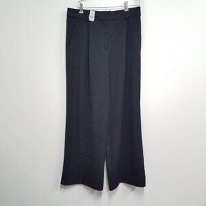 Ann Taylor LOFT The Peyton Trouser Black Bi-Stretch Womens 12 Wide Leg 35299479